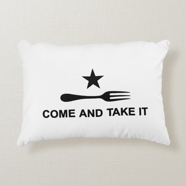 Come and Take It Fork Accent Pillow (Front)