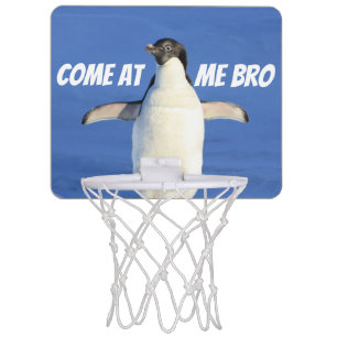Come at Me Bro Funny Meme Penguin Mini Basketball Hoop