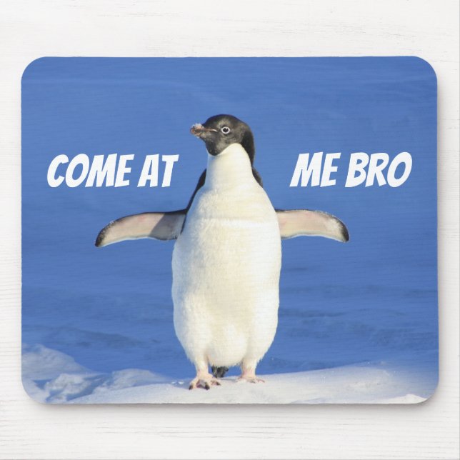 Come at Me Bro Funny Meme Penguin Mouse Pad (Front)