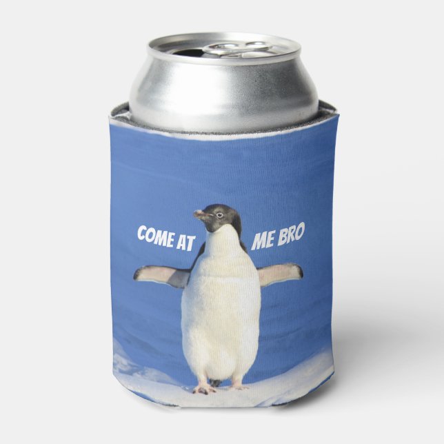 Come at Me Bro Meme Penguin Can Cooler (Can Front)