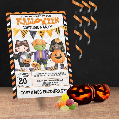 Come Be Scary _ Cute Trick or Treaters _ Halloween Invitation