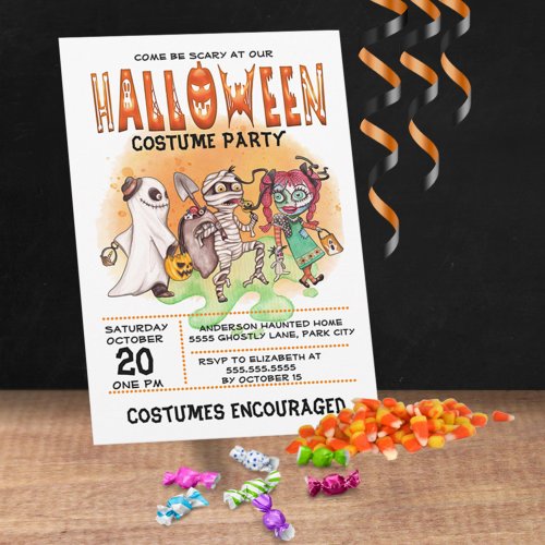 Come Be Scary Trick Or Treaters Halloween Party Invitation