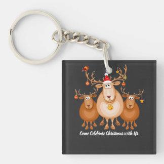 Come Celebrate Christmas with Us by premora Keychain