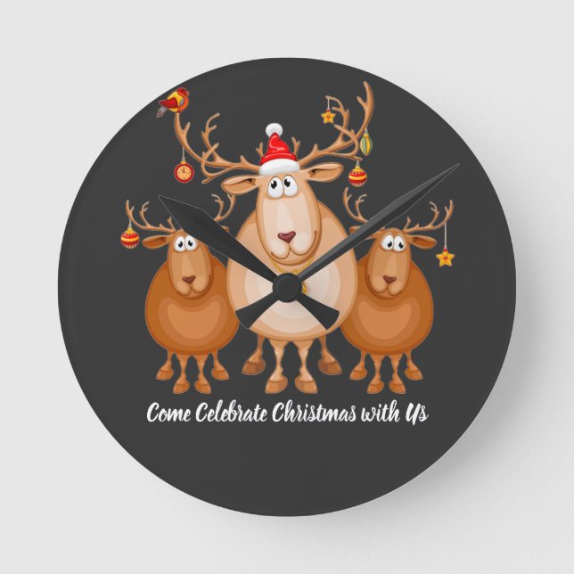 Come Celebrate Christmas with Us by premora Round Clock (Front)