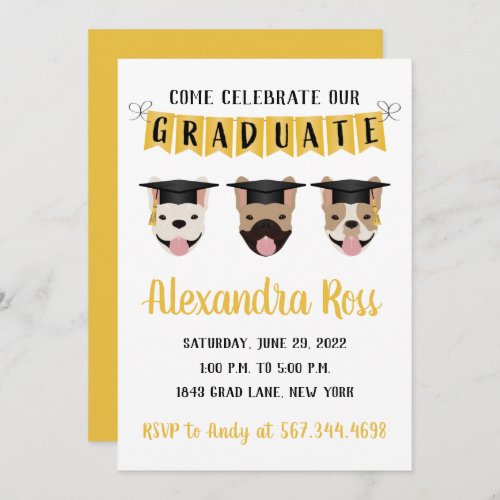 Come Celebrate Our Graduate French Bulldogs Invitation