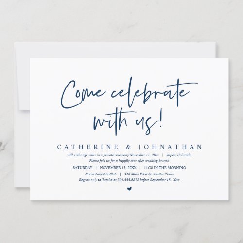 Come Celebrate With Us Wedding Elopement Brunch Invitation
