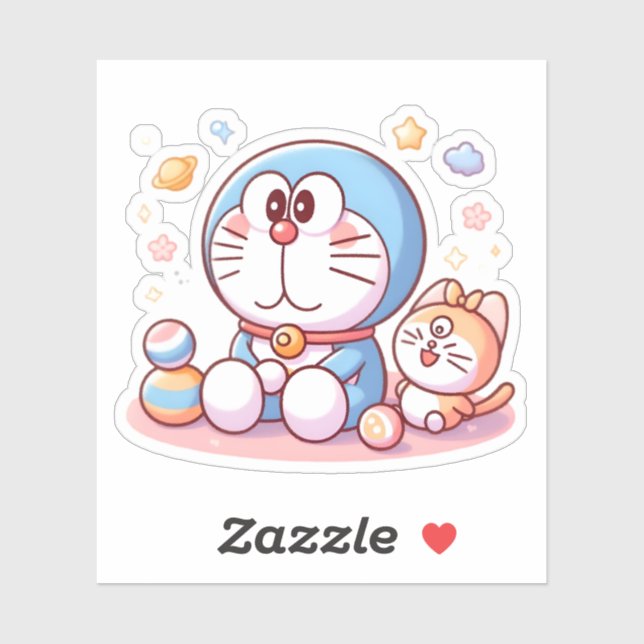 Come Come Cat And Doraemon Sticker (Sheet)