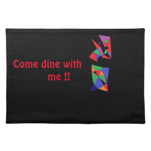Come dine with me on red black logo patterns cloth placemat