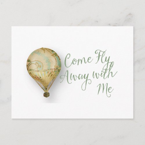 Come Fly Away with Me Air Balloon Postcard