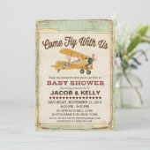Come Fly Baby Shower Airplane Travel Invitation (Standing Front)