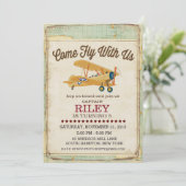 Come Fly Birthday Airplane Travel Invitation (Standing Front)