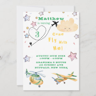 Come Fly With Me Airplanes Boy Birthday Party Ann Announcement