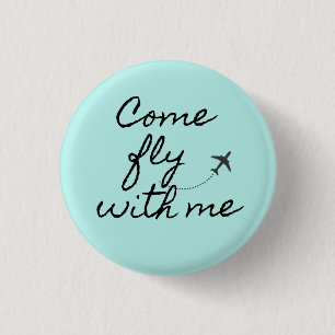 Come fly with me black/teal minimalist button