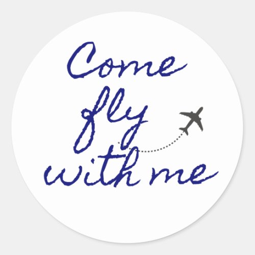 Come fly with me navywhite minimalist sticker