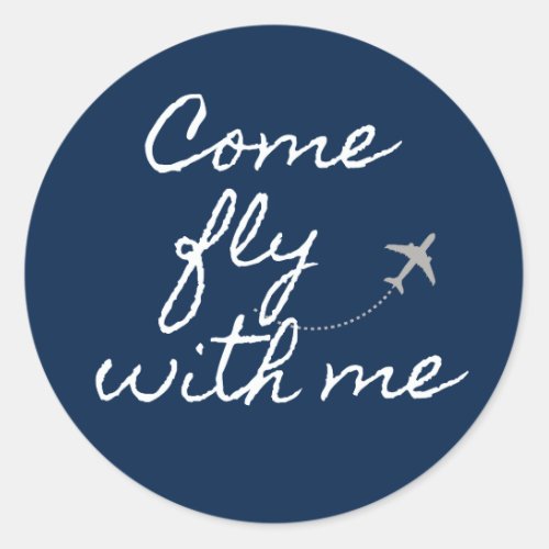 Come fly with me navywhite minimalist sticker