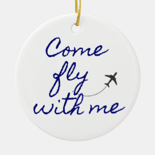 Come fly with me ornament white/navy minimalist