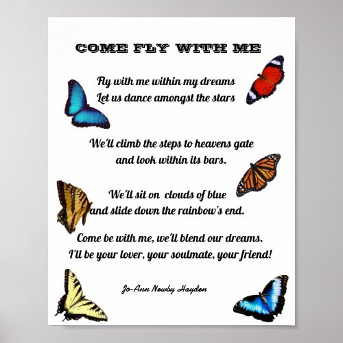 COME FLY WITH ME POEM  POSTER