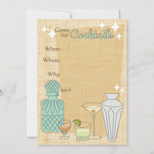 Come for Cocktails - Party Invitation - Customize (Front)