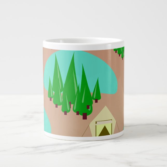Come Go Camping Retro Style Pattern Giant Coffee Mug (Front)