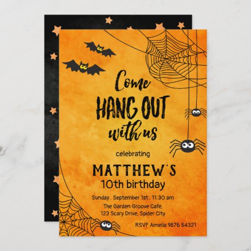 Come Hang Out With Us  Halloween Birthday Invitation