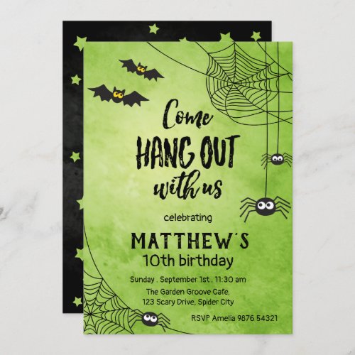 Come Hang Out With Us  Halloween Birthday Invitation