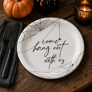 Come Hang Out With Us Spiderweb Halloween Paper Plates