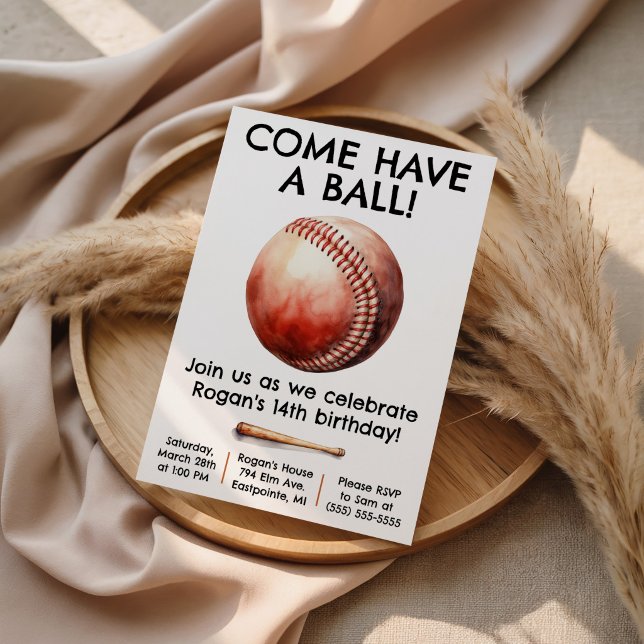 Come Have a Ball! Baseball Birthday Party Invitation (Creator Uploaded)