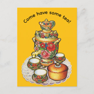 Come have some tea! holiday postcard