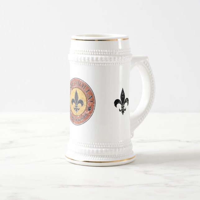 Come Holla! Fleur-de-lis Circle Logo Beer Stein (Front Right)