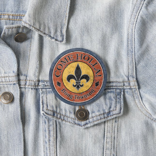 Come Holla! Fleur-de-lis Circle Logo Button (In Situ)