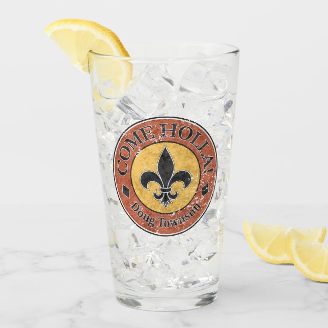 Come Holla! Fleur-de-lis Circle Logo Glass (Front Ice)