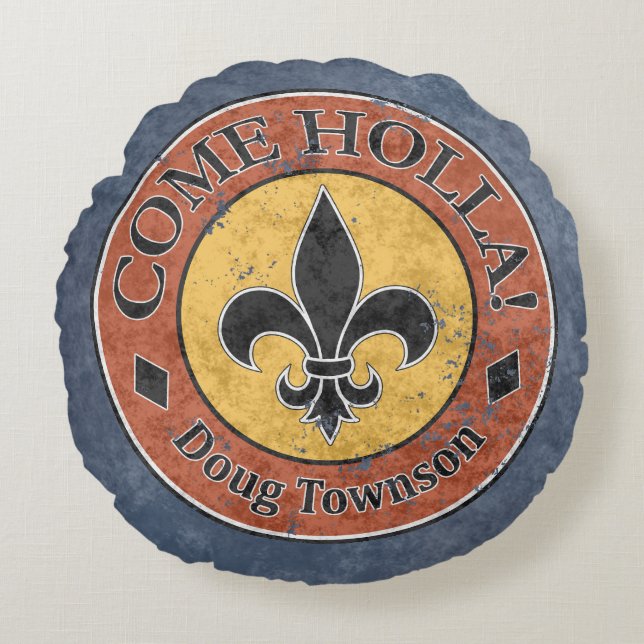 Come Holla! Fleur-de-lis Circle Logo Round Pillow (Front)