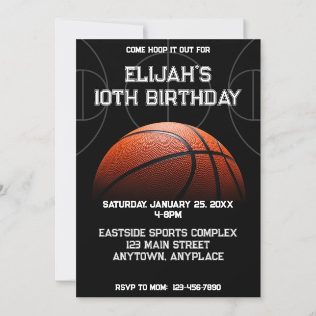 Come Hoop It Out Basketball Birthday Party Invitation (Front)