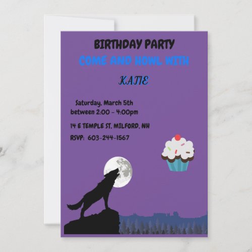 Come  HOWL  Wolf Birthday Invitation 