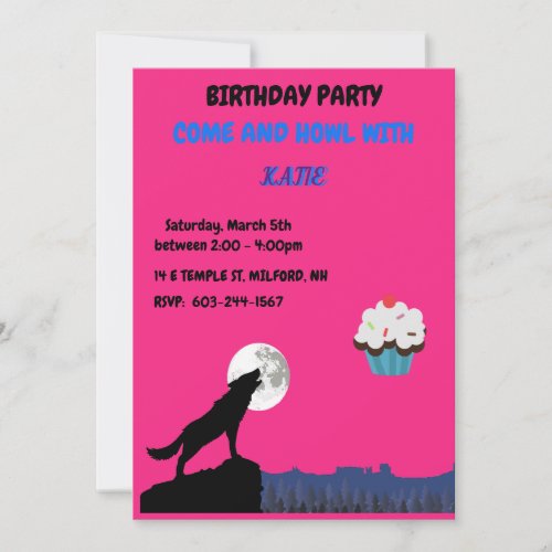 Come  HOWL  Wolf Birthday Invitation 
