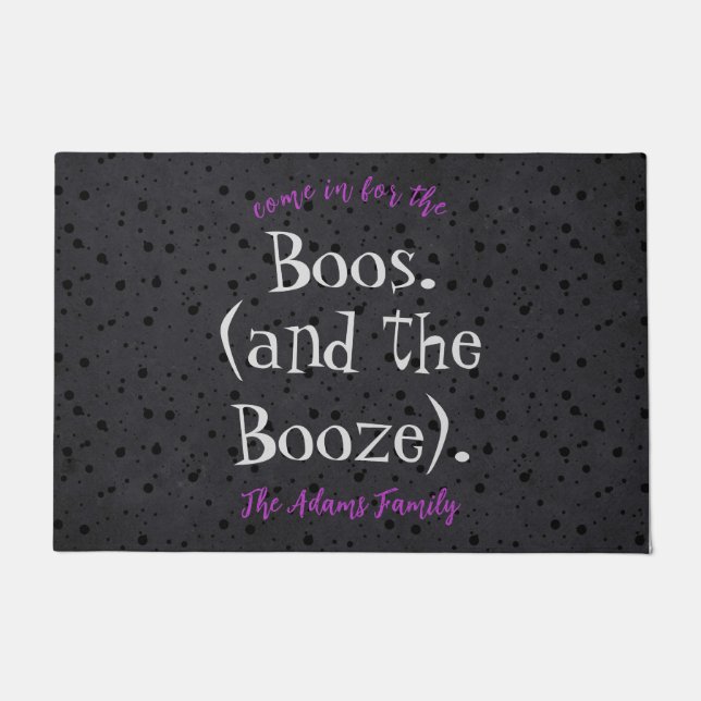 Come in for the Boos and Booze Adult Halloween Doormat (Front)