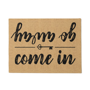 Come In Go Away Rustic Burlap Modern Farmhouse Key Doormat