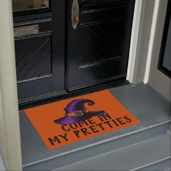 Come In My Pretties Witch's Hat Doormat by HolidayBug at Zazzle