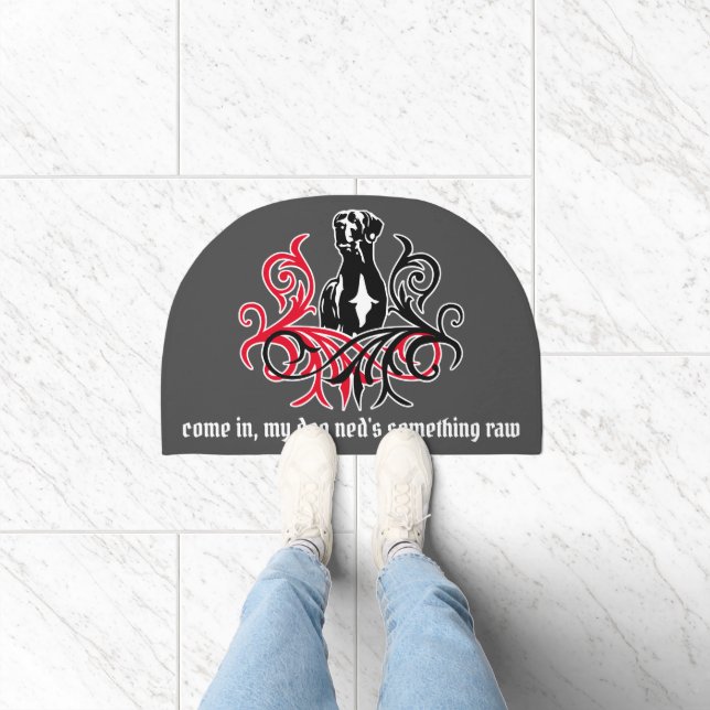 come in strangers, my dog needs raw food doormat (Indoor)