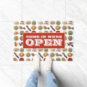 Come in We're Open Indian Restaurant Cafe Food Doormat