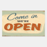 Come In We&#39;re Open Rectangular Sticker at Zazzle