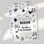 Come Join in the Panda-Monium Kids Birthday Party Invitation<br><div class="desc">Fun trendy Panda Kids Birthday Invitation. Design features black,  white and grey illustrations of cute funny little panda bears and the text 'Come join in the Panda-Monium' with a modern birthday template that can easily be customized. This invitation is perfect for any age and both genders.</div>