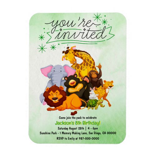 Come Join The Pack Safari Animal Party Invitation  Magnet