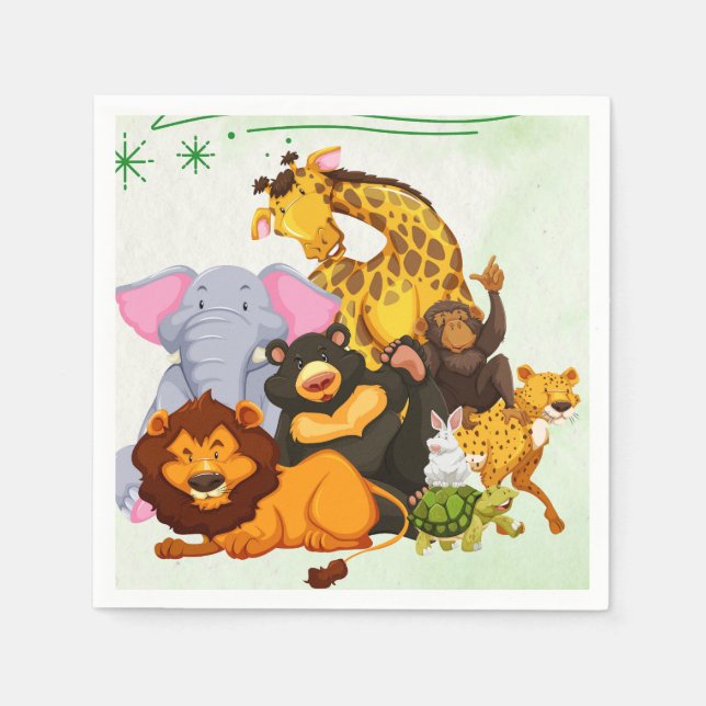 Come Join The Pack Safari Animal Party  Napkins (Front)