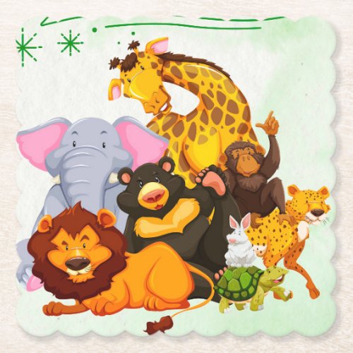 Come Join The Pack Safari Animal Party    Paper Coaster