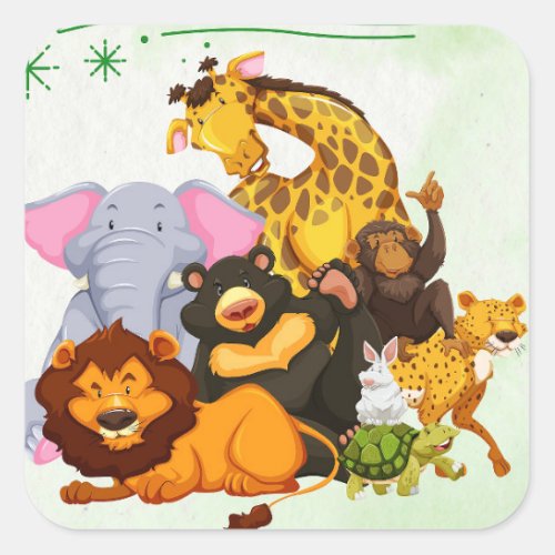 Come Join The Pack Safari Animal Party  Square Sticker