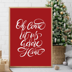Come Let Us Adore Him Brush Calligraphy Poster