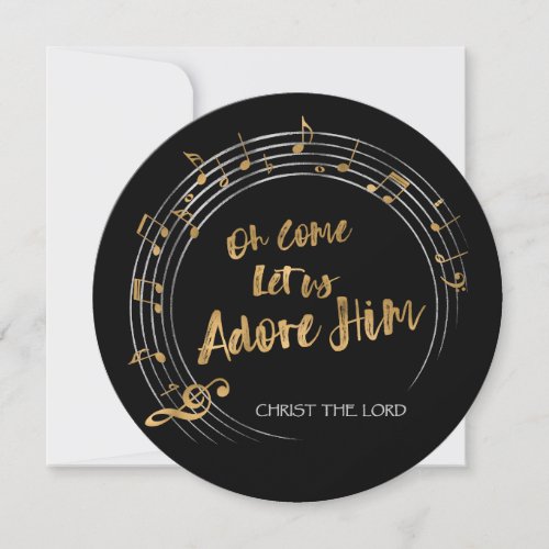 COME LET US ADORE HIM Christmas Hymn Personalized Holiday Card
