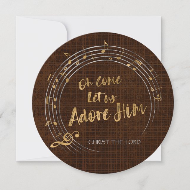 COME LET US ADORE HIM Christmas Hymn Personalized Holiday Card (Front)
