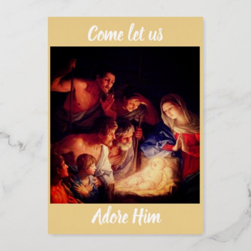 Come let us adore Him Foil Holiday Card